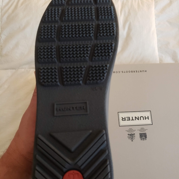 Hunter Tall Gray Refined CREEPER Rubber Rain Boots - Picture 4 of 8